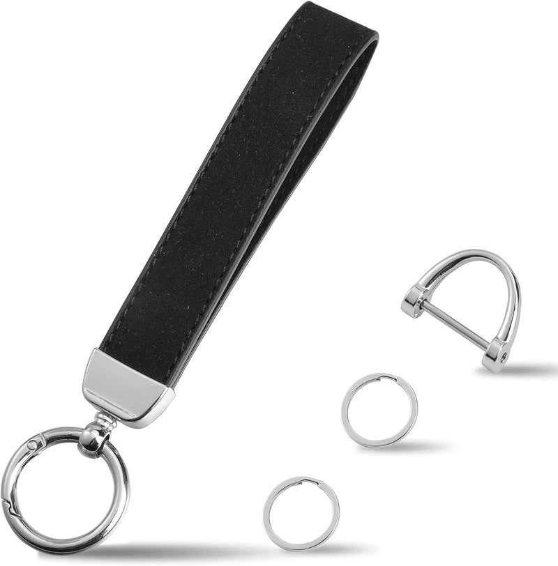 Weixiltc Leather Wristlet Keychain, Car Key Chain Holder with 2 Key Ring & Anti-Lost D Ring, Key Fob Wristband for Women - Image 1